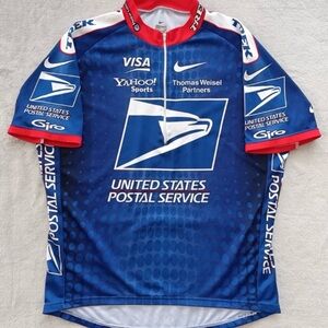 Nike US Postal Service Blue and Red Short Sleeve Tee “US cycling team”